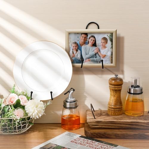 8 Pcs Metal Wall Mount Plate Display Stands Black Easel Holders