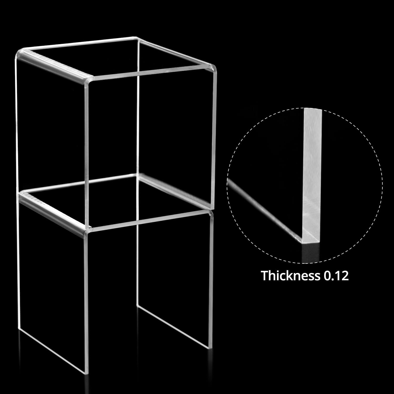 QWORK Clear Acrylic Square Risers 8-Pack 4x4 Display Stands