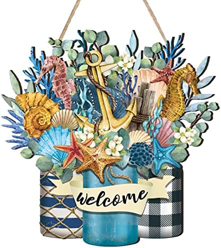 Shellwei 12 Inch Summer Welcome Door Sign