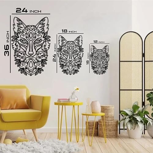 Black Metal Decorative Fox Wall Art Sculpture