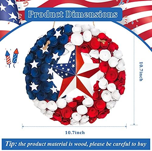 Jetec 4th of July Wooden Patriotic Hanging Sign with Rope