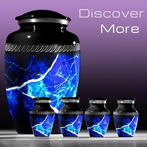 Personalized Marble Urns for Human Ashes - Large Blue