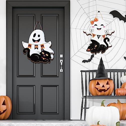 Leinuosen Halloween Ghost Witch Door Sign Decorations