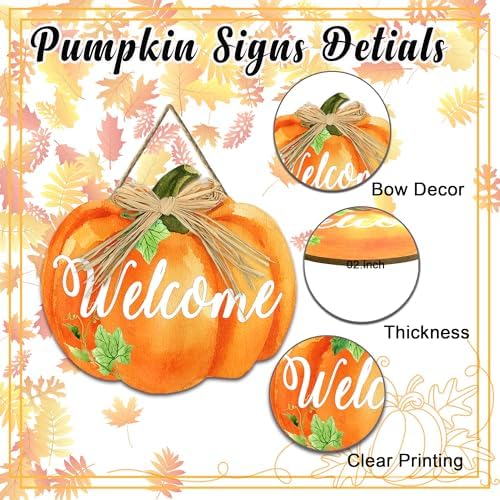 Wooden Pumpkin Welcome Door Sign 12x106 Inches