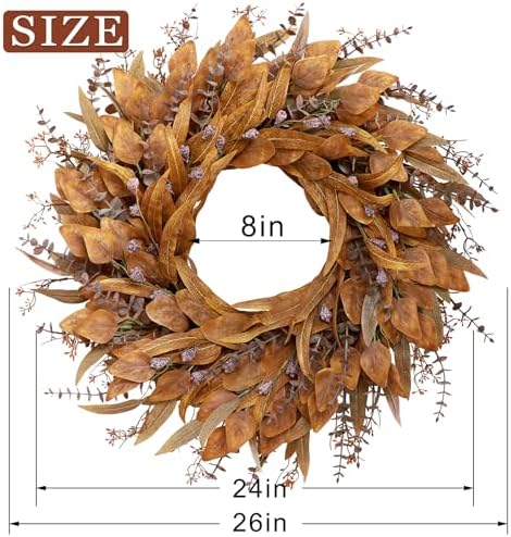 26 Orange Eucalyptus Wreath for Front Door