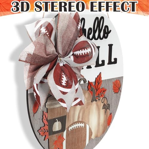 Yousoontic Fall Door Sign with Football Bow