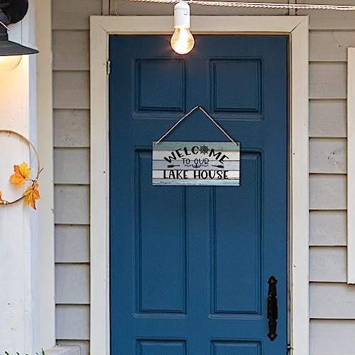 Welcome to Our Lake House Farmhouse Printed Wood Plaque Sign Wall Hanging