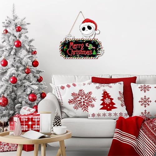 Funny Christmas Door Sign with Skeletal Santa