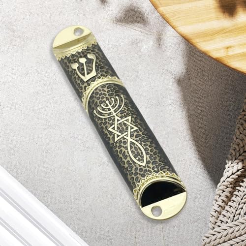 Jewish Mezuzah Case 16cm Unique Design Alloy Black