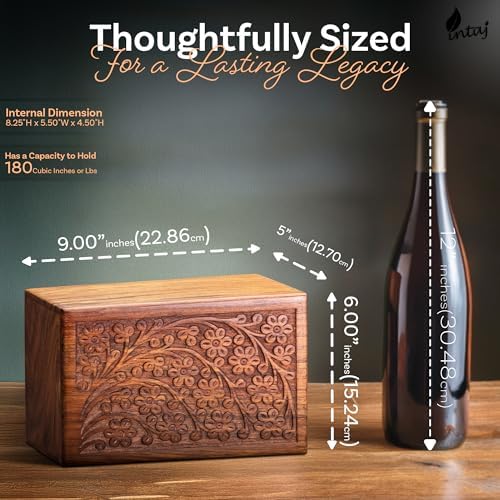 INTAJ Handcarved Rosewood Tree of Life Urn
