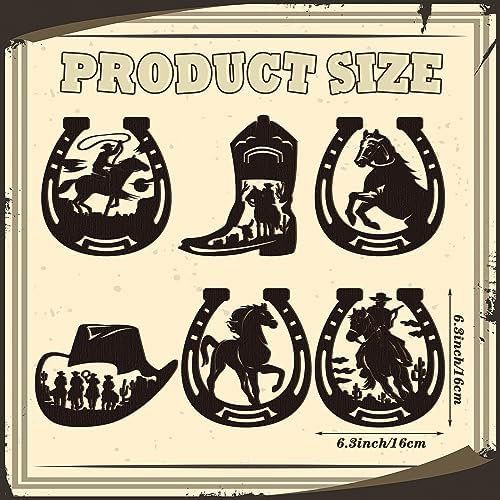 Therwen 6 Pcs Western Wall Decor Wood Art Set