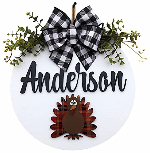 Custom Interchangeable Door Hanger Wreath Welcome Bow Sign 14 Round