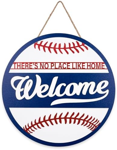 3D Baseball Welcome Door Sign Wooden Hanging Decor