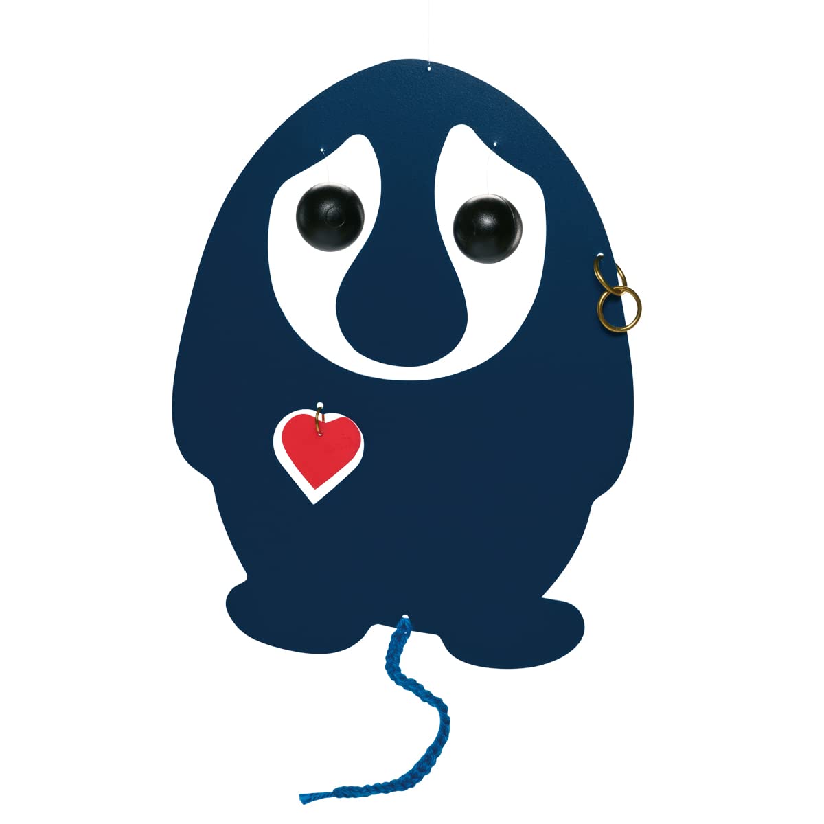 Puffin Troll Blue Red Heart Hanging Mobile - 7 Inches
