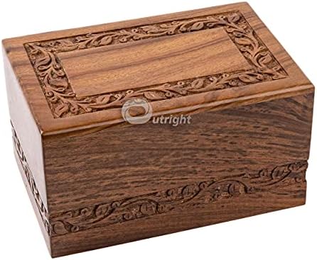 Outright Extra Small Wooden Cremation Urn with Tree of Life Engraving