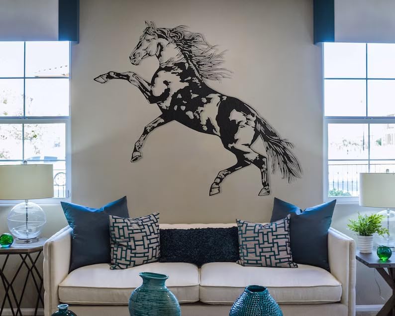 NORTH KAISER Horse Metal Wall Art Black Large