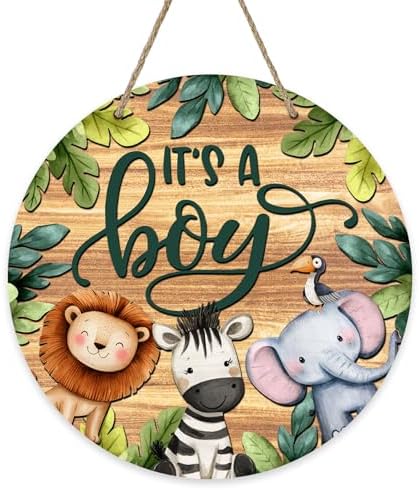 Its A Boy Jungle Animal Door Sign Decor