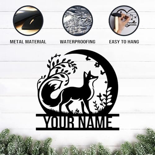 Houdoum Personalized Metal Fox Wall Art