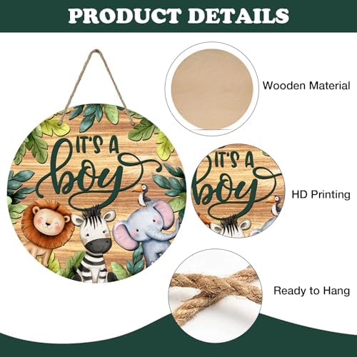 Its A Boy Jungle Animal Door Sign Decor