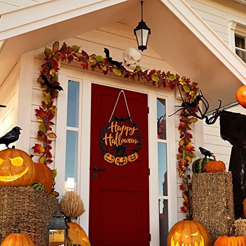 Bucherry Halloween Black Cat Pumpkin Door Sign