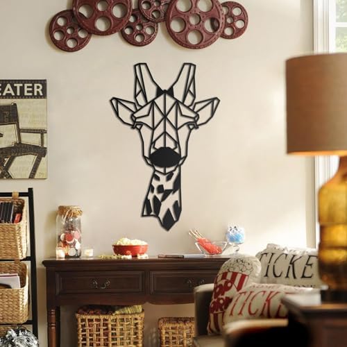 BONPERLA Geometric Giraffe Head Wall Art in Black