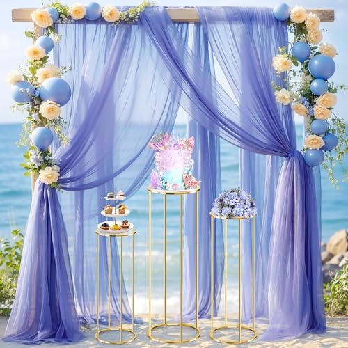 3PCS Gold Metal Cylinder Pedestal Stands For Party Decor