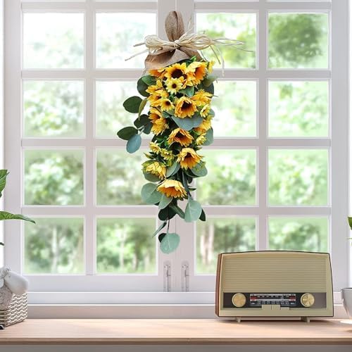 Spring Sunflower Wreath for Front Door Decor
