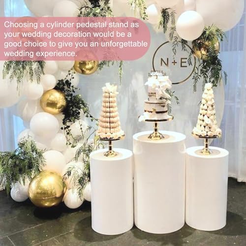 3PCS White Metal Cylinder Pedestal Stands for Party Decorations