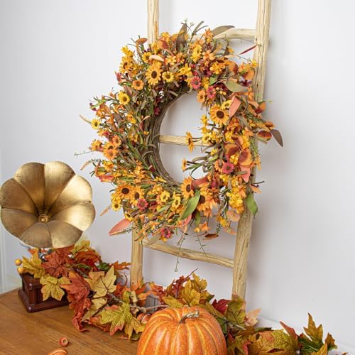 JFLORU 22 Inch Artificial Fall Wreath