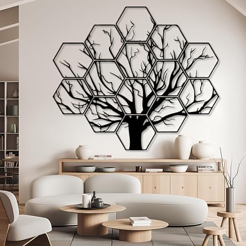Hexagonal Tree Metal Wall Art XXL