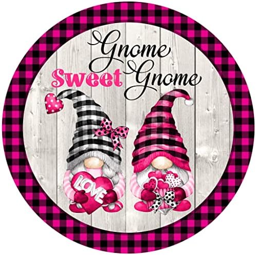 Gnome Sweet Gnome Valentine Sign Decor Door Hanger