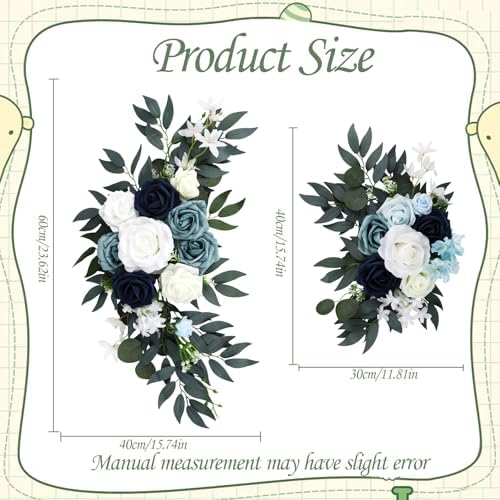 Wilupry Blue Wedding Arch Flowers 2PCS Decorative Swag
