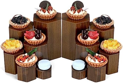 Jetec 12 Pcs Acrylic Hexagonal Jewelry Display Risers Brown