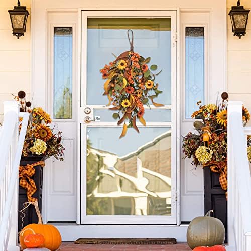 Fall Harvest Teardrop Swag Artificial Decor Thanksgiving Door Wall