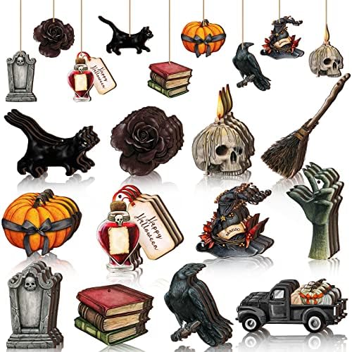 Maitys 36 Pcs Halloween Wooden Ornaments for Tree Decorations