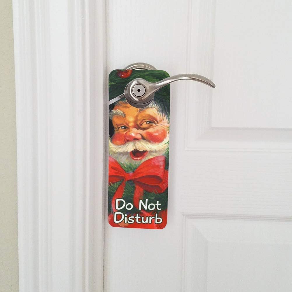 Christmas Santa Wreath Door Knob Hanger Sign