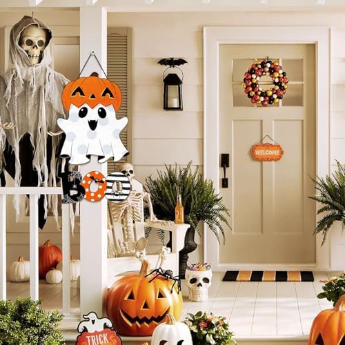 Halloween Ghost BOO Wood Door Hanging Sign Decorations