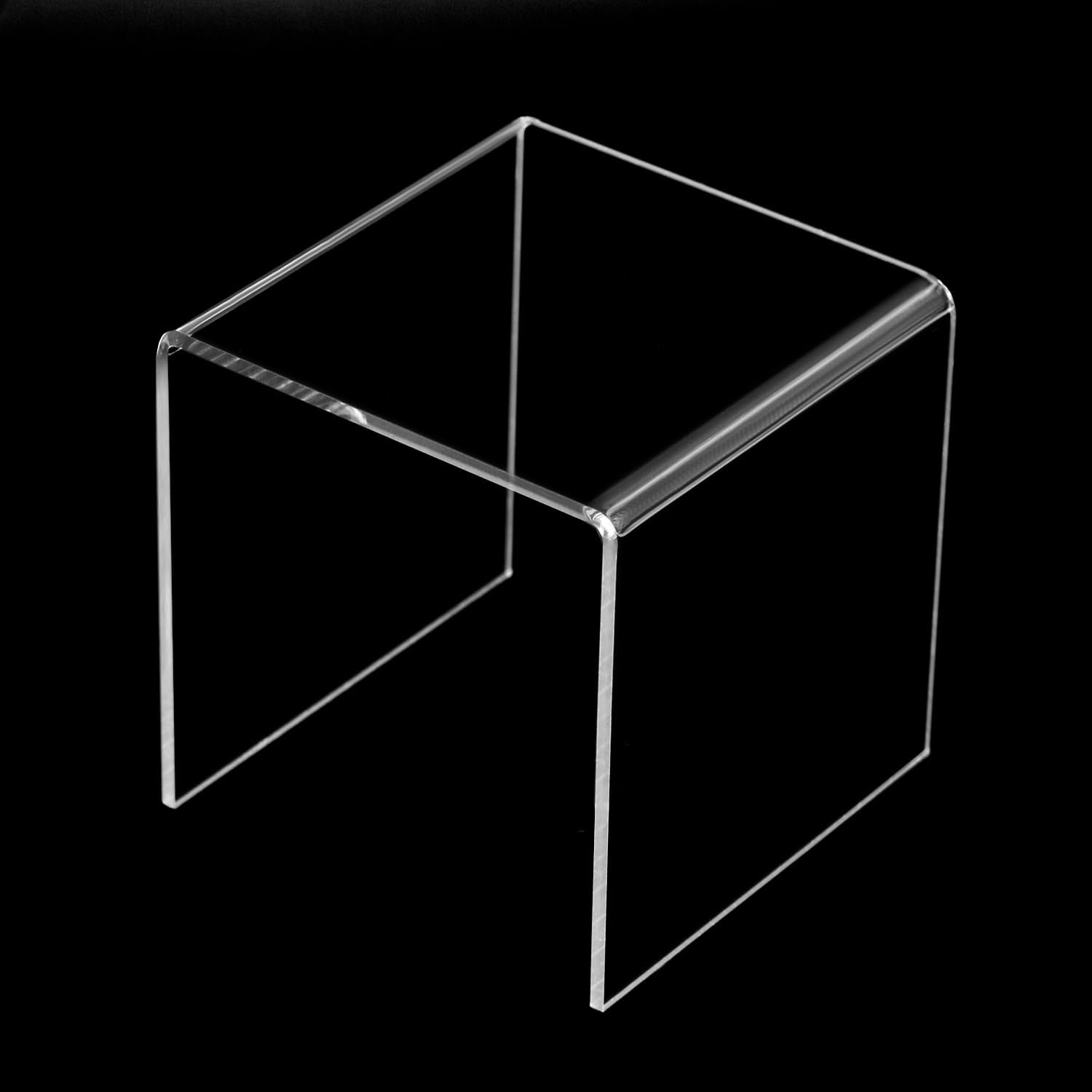 QWORK Clear Acrylic Square Risers 8-Pack 4x4 Display Stands