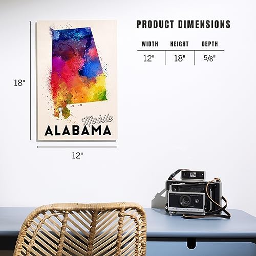 12x18 Inch Premium Wood Sign Alabama State Abstract