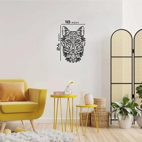 Black Metal Decorative Fox Wall Art Sculpture