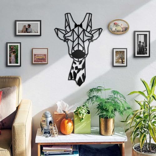 BONPERLA Geometric Giraffe Head Wall Art in Black