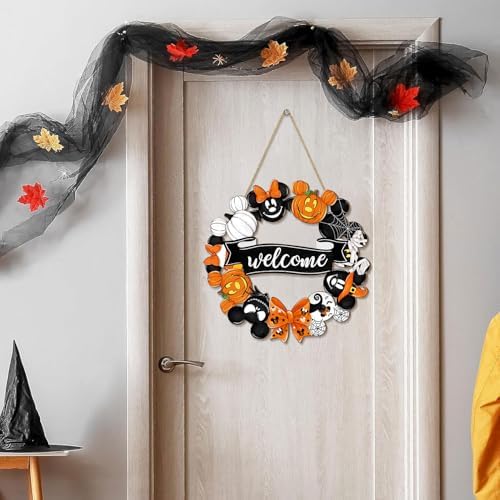 Cute Halloween Mouse Wreath Door Welcome Sign