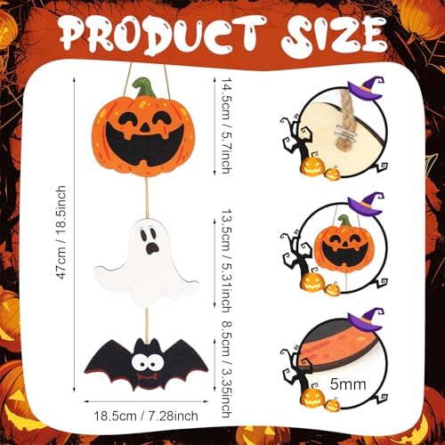 2Pack Halloween Door Sign Decorations Wooden Hanging Trio Set