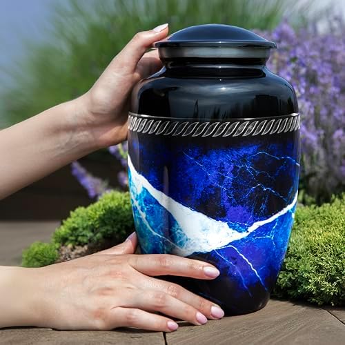 Personalized Marble Urns for Human Ashes - Large Blue