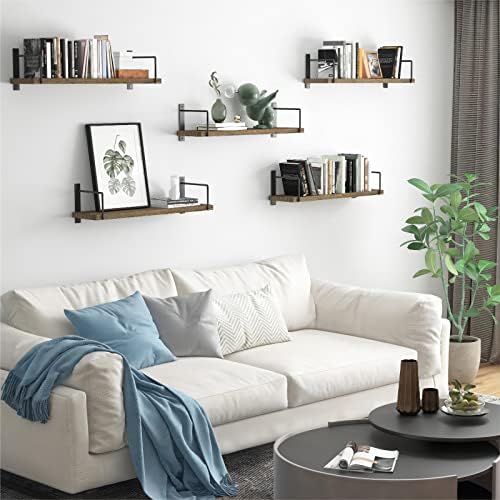 EALLRINEC Floating Shelves Set of 3 Brown Rustic Wood