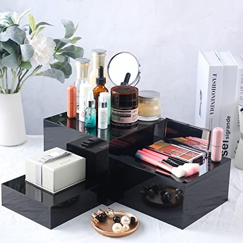 Set of 3 Acrylic Risers - Black Nesting Display Stands
