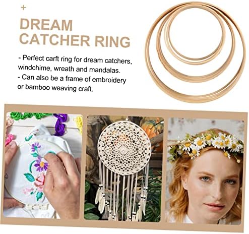 IMIKEYA Bamboo Dream Catcher Hoops 12 Craft Rings Wall Decor
