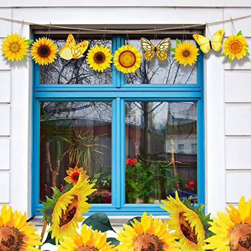 Amyhill 27 Pcs Sunflower Butterfly Wooden Hanging Ornaments Set