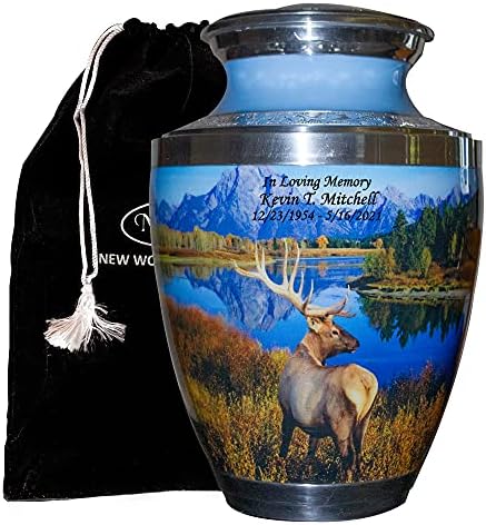 Personalized Large Funeral Urn with Velvet Bag and Keepsake