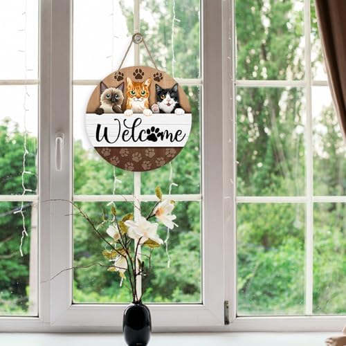 Deroro Welcome Cats Front Door Sign
